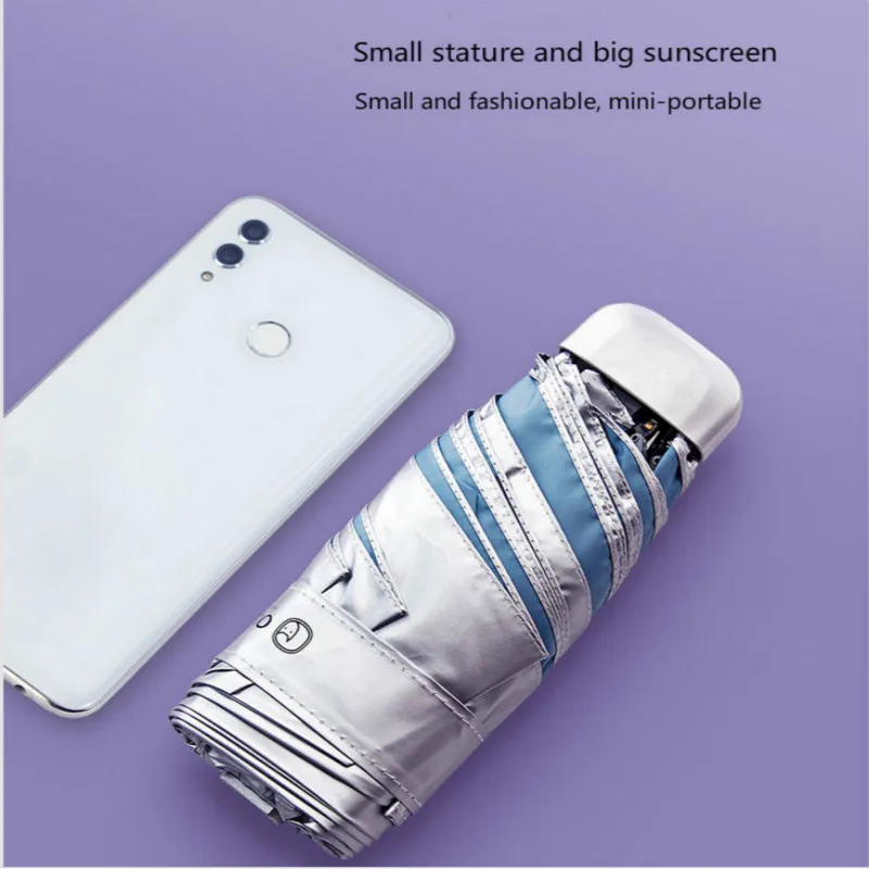 Женский зонт от солнца и дождя OLYCAT плоский из титана серебра с защитой УФ