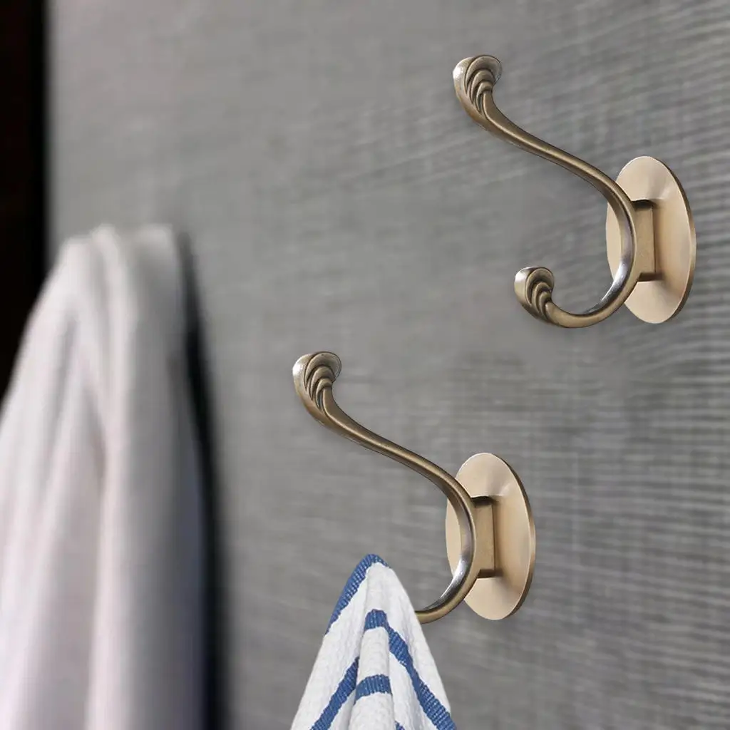 

4x Coat Hooks Wall Mounted Retro Metal for Coat Bathroom Bedroom Golden