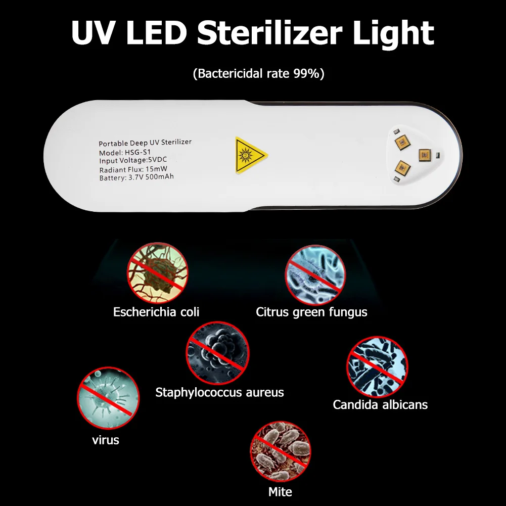 

Portable Handheld UV LED Sterilizer Light Gravity Sensor Switch Ultraviolet Disinfection Germicidal Lamp Rechargeable UV Lamp