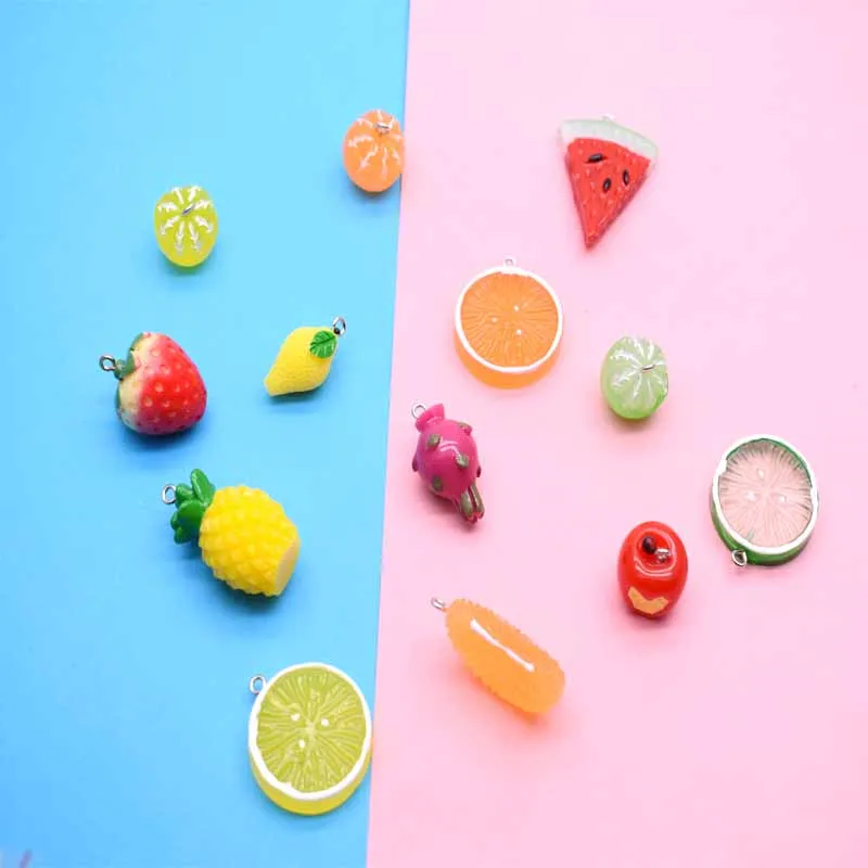 Симпатичные 3D Подвески из смолы с фруктами питайей лимоном ананасом сделай сам