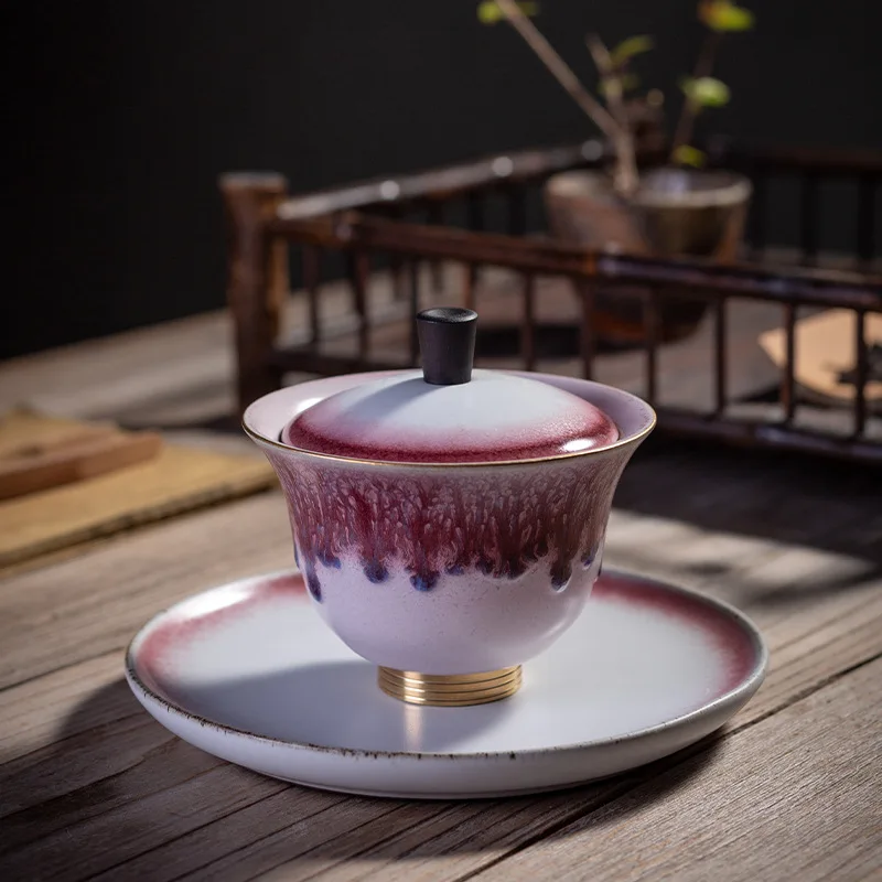 Керамическая печь Sancai Tureen с медным дном Queen Kung Fu чайный чай Sopera De Ceramic a Gaiwan подарок
