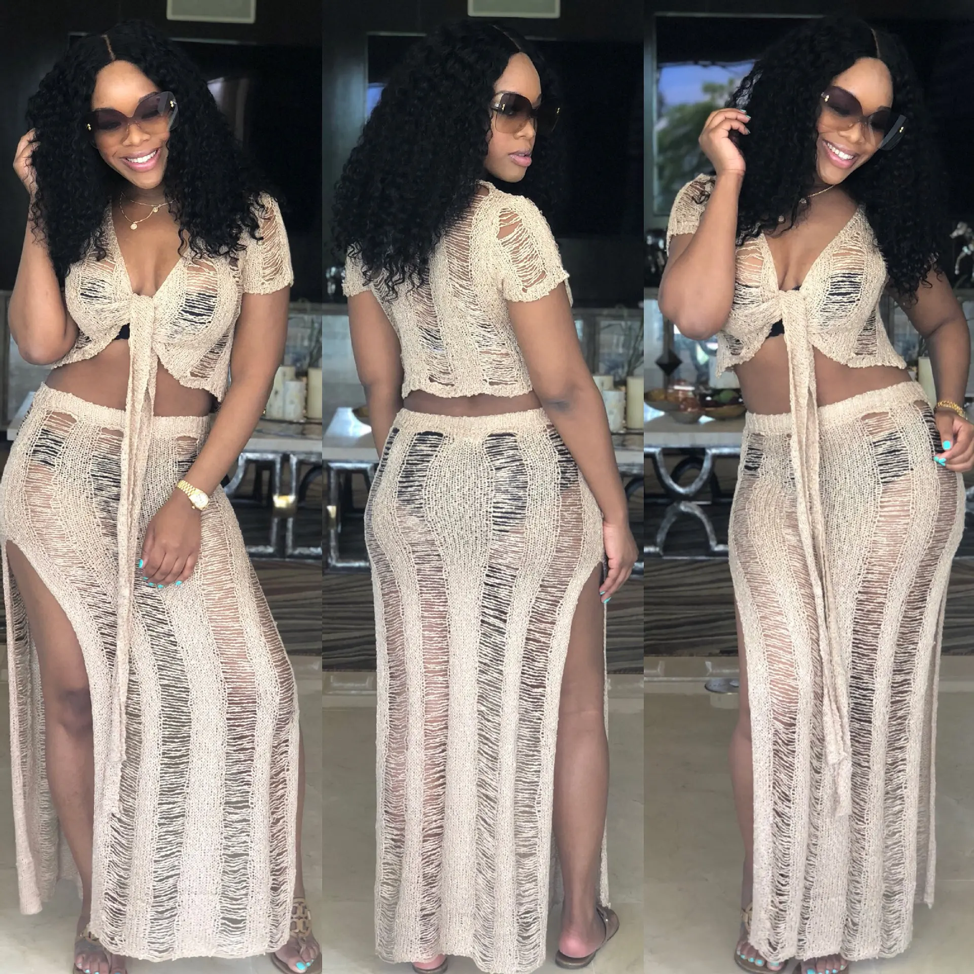 Женский комплект из двух предметов винтажный короткий топ на шнуровке открытая