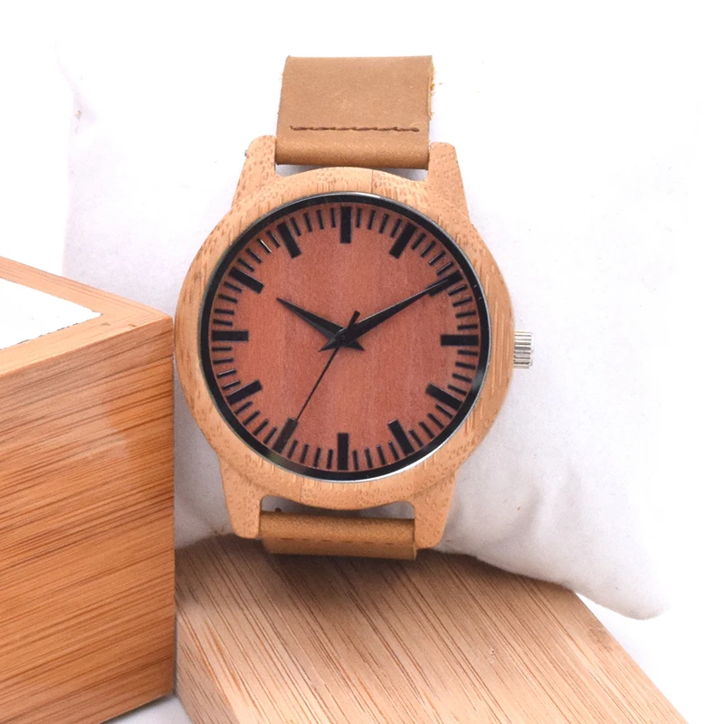 

Wooden Watch Men Simple Wood Watches Women's Quartz Watches Creative Leather strap Wristwatches Clock Relogio