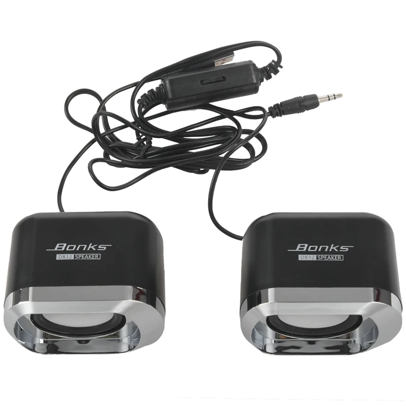 Проводной стерео мини динамик USB 2 0 для ноутбука ПК MP3 MP4 3 5 мм AUX в черном