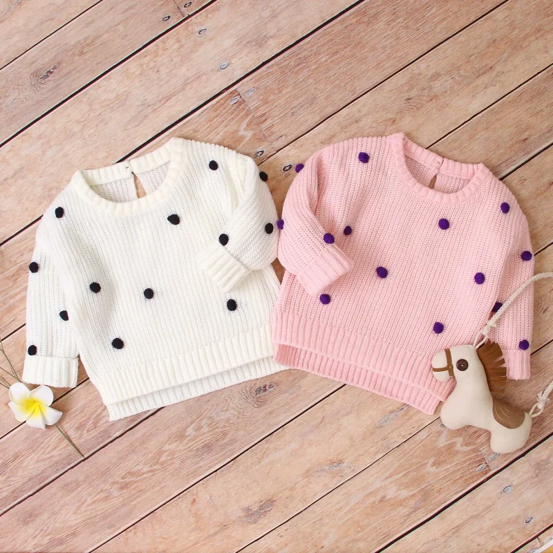 Осенний вязаный свитер для маленьких девочек Детские свитера с плюшевым