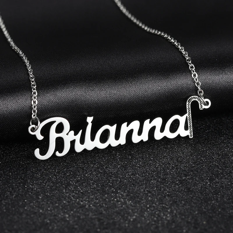 New Custom Personalized Name Necklace Stainless Steel Link Crutch Creativity Necklaces Collar Jewelry For Women Christmas Gift