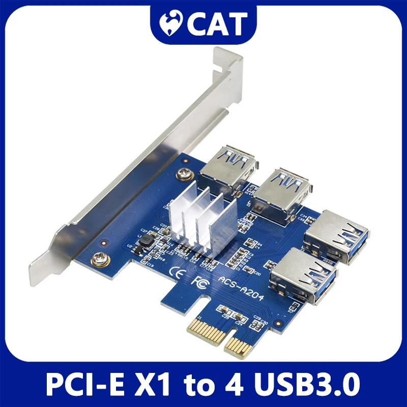 

PCIE-PCI-E адаптер 1 поворот 4 PCI-Express слот 1x до 16x USB 3,0 переходная карта для майнинга PCI E конвертер для майнинга BTC Лидер продаж