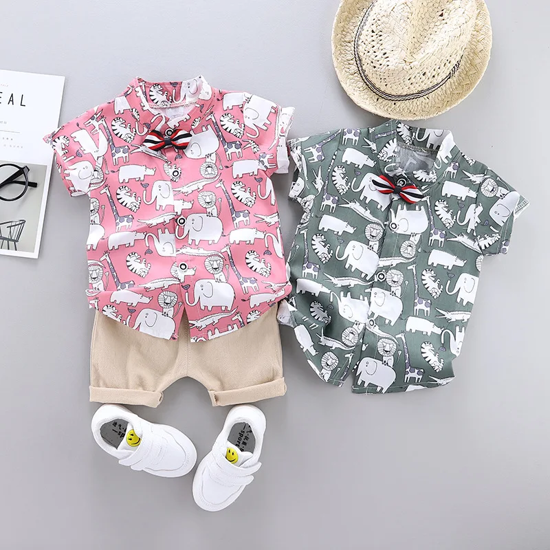 Новинка одежда для маленьких мальчиков джентльменов футболка с коротким рукавом