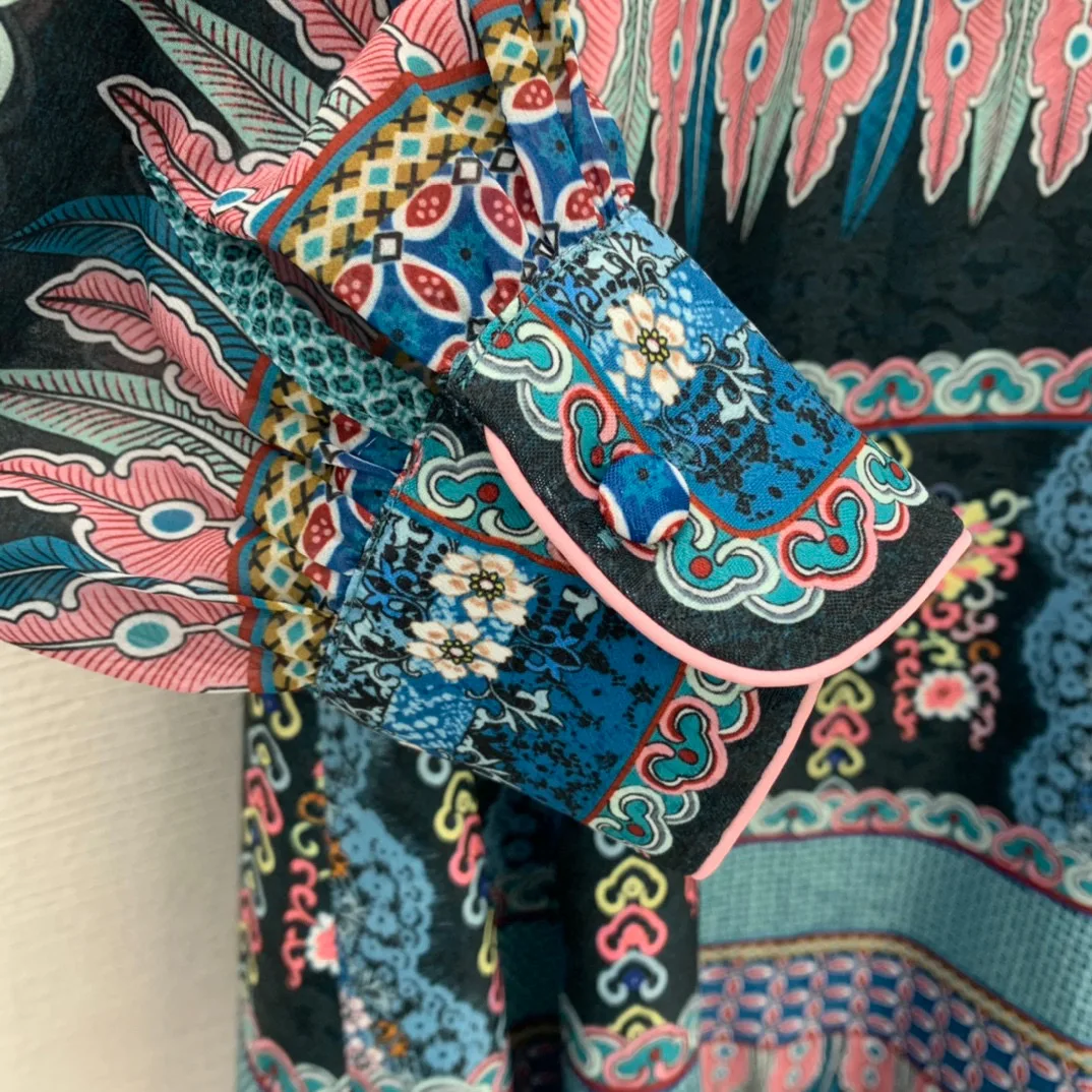 

High-quality style long-sleeved bohemian dress V-neck fringed summer dress with flowing hem Bohemian new autumn women's clothing