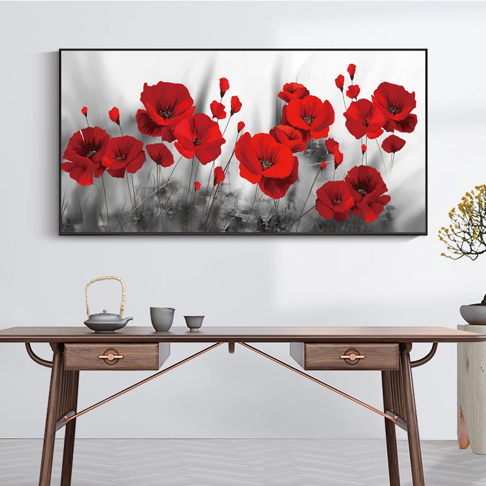 Красные цветы Поппи холст настенные картины художественные плакаты и принты для