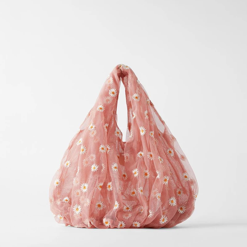 

bags for women 2020 Summer new luxury handbags women bags designer mesh embroidery Female shopping bag Flowers tote bag