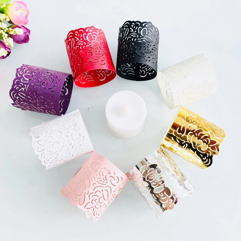 50 шт. держатели для свечей бумажные полые тени украшения свадебного стола