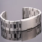 Ремешок из нержавеющей стали для мужчин и женщин, запасной металлический браслет с прямым концом, золотистый, серебристый, черный