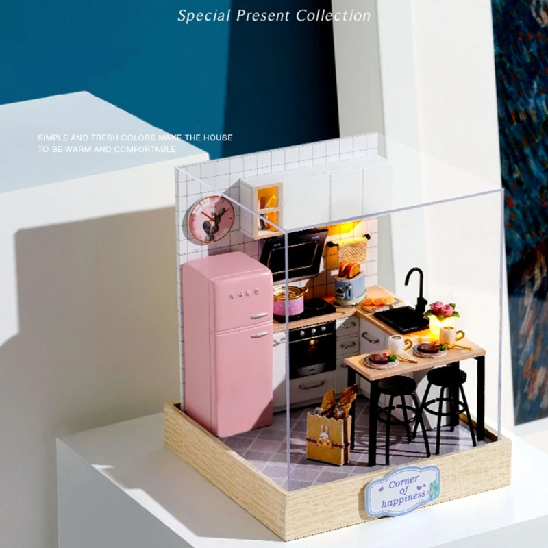 

1Set Wooden DIY Toy Role-Play Toy Realistic Furniture Model Cabin for Toddlers H055