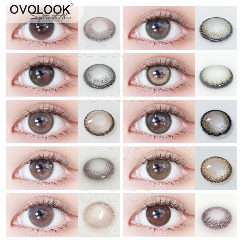 OVOLOOK-1 Pair Natural Colored Eye Lenses Yearly Beauty Color Contact Lenses for Eyes Cosmetics Myopia Eye Color Lens 10 Tone