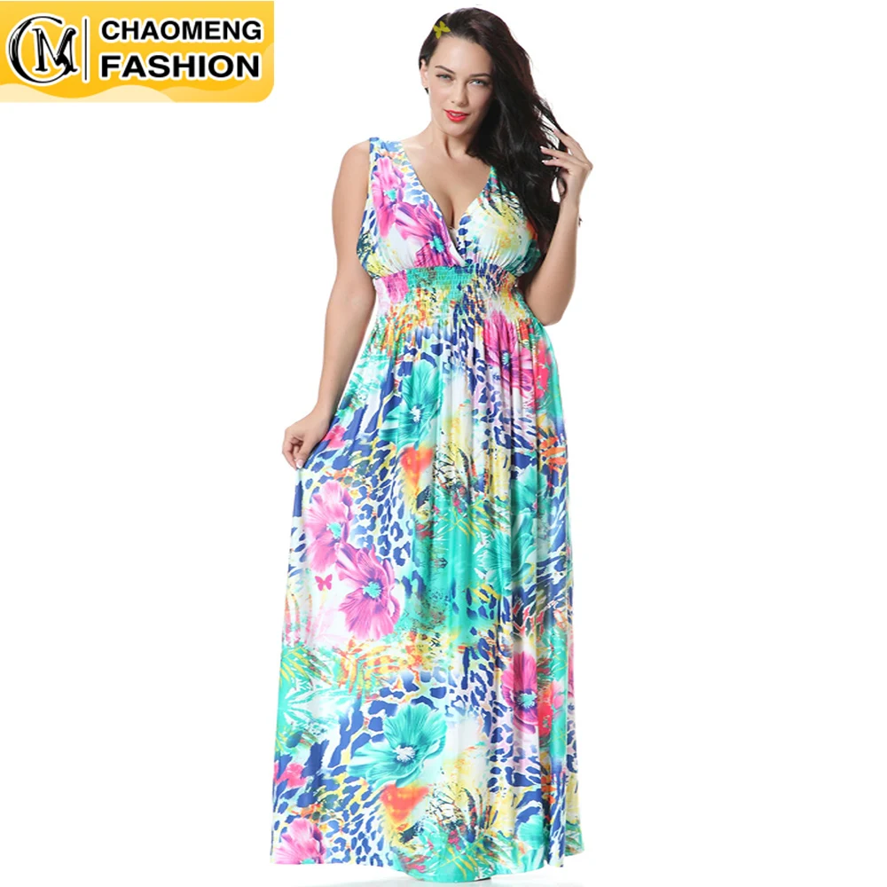 

Elegant Fashion Printed Vestido De Mujer Plus Size High Quality Summer Bohemian Clothing America Europe Africa Women Beach Dress