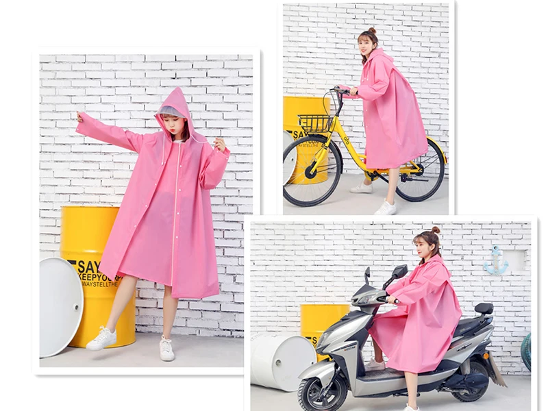 Fashion Outdoor Rain Coat Women Covered Transparent EVA Girls bicycle Raincoat Travel Waterproof Rainwear Adult Poncho With Hood | Дом и сад