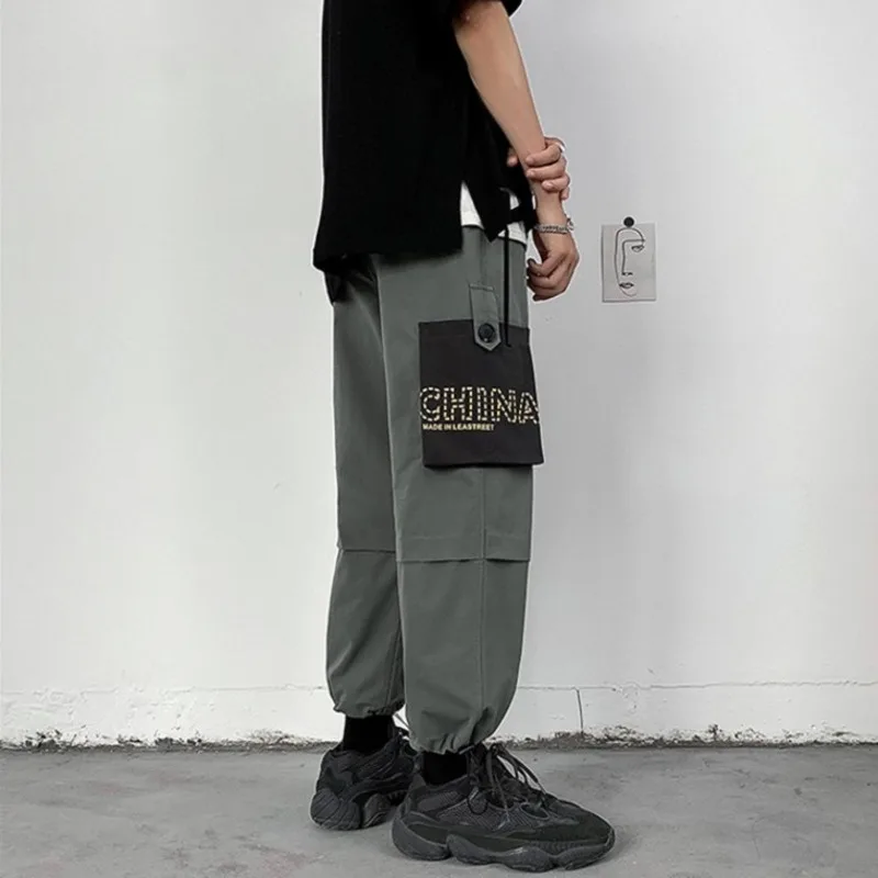 

ZAZOMDE Hip Hop Streetwear Men's Splice Joggers Pants Fashion Men Casual Cargo Pant Trousers High Street Elastic Waist Pant