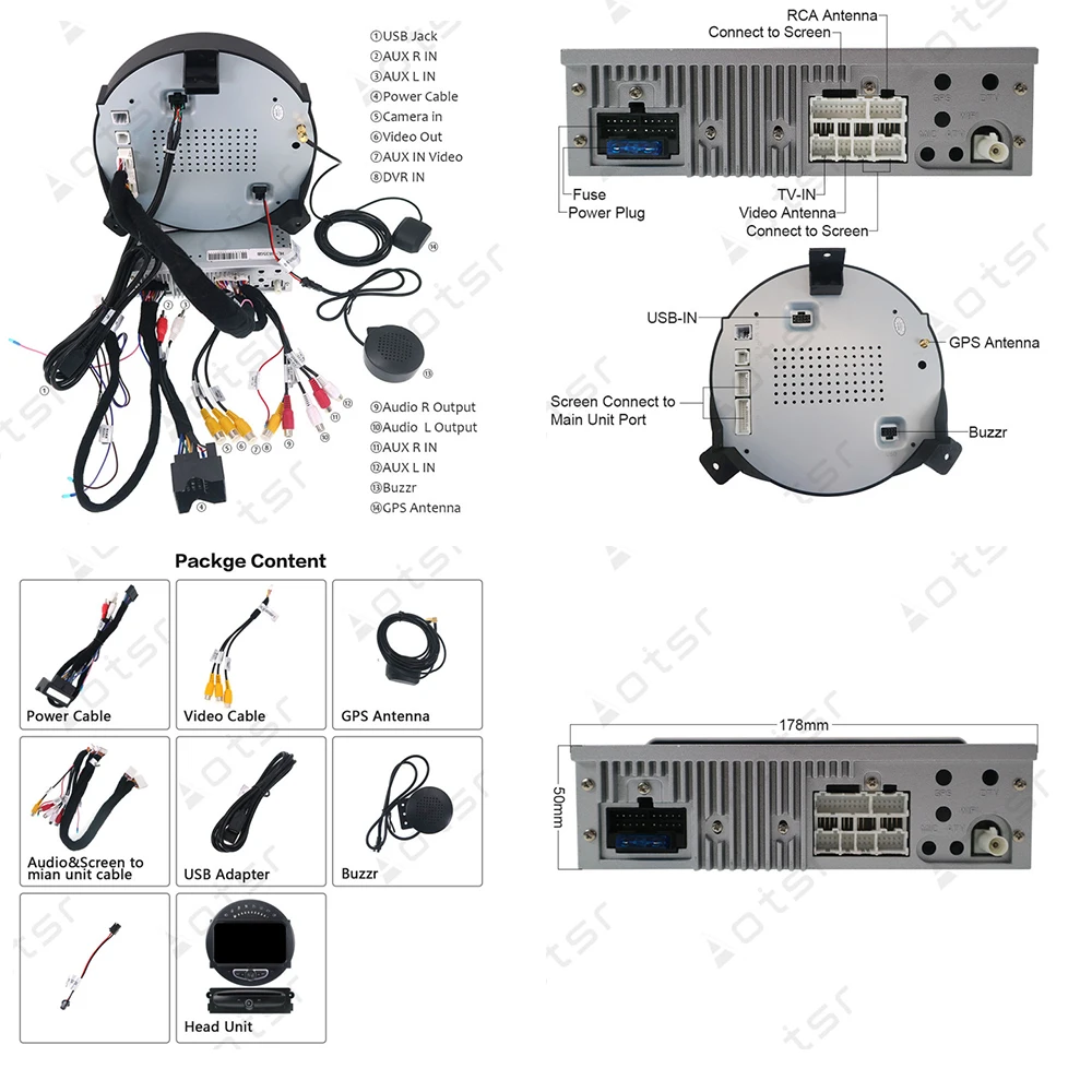 Автомагнитола для BMW Mini 2006-2013 Android 9 0 4 + 64 ГБ GPS-навигация
