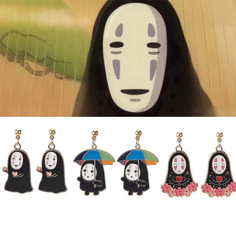 

Spirited Away No Face Man Earring Cartoon Fairydust Ghost Drop Cosplay Props Ear Studs Pendant Accessories Jewelry Gifts