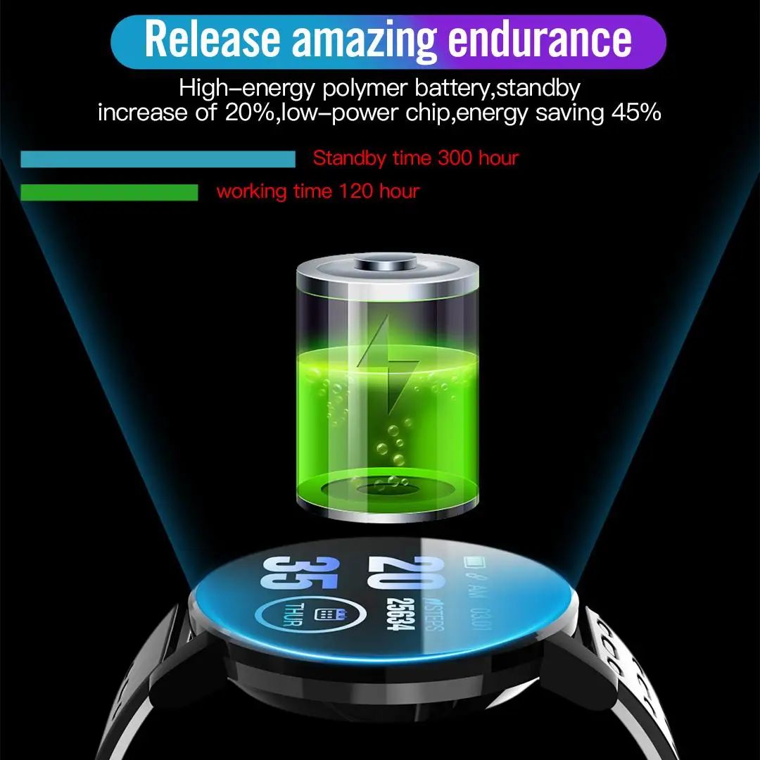 119Plus Bluetooth Смарт часы мужские кровяное давление Smartwatch женские спортивный трекер