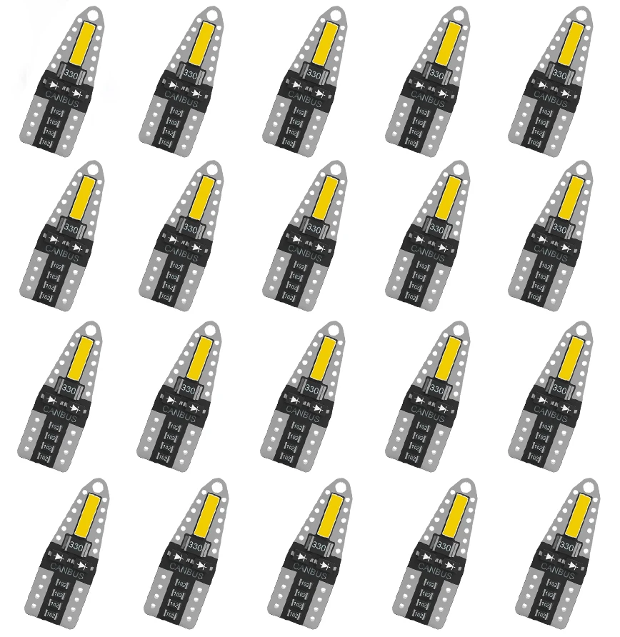 

JIACHI 100PCS/Lot W5W T10 LED Bulbs Canbus 7020SMD 2Chips 194 501 License Plate Lamp Car Interior Dome Lights Super White DC12V