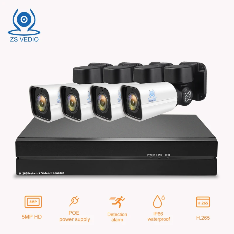 ZSVEDIO система видеонаблюдения ip-камера 4CH H.265 PTZ 5.0MP POE 4X Zoom NVR Kit Full HD | Безопасность и