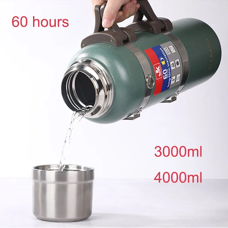 Горячая 4000 мл Термос высокой емкости из нержавеющей стали модный уличный