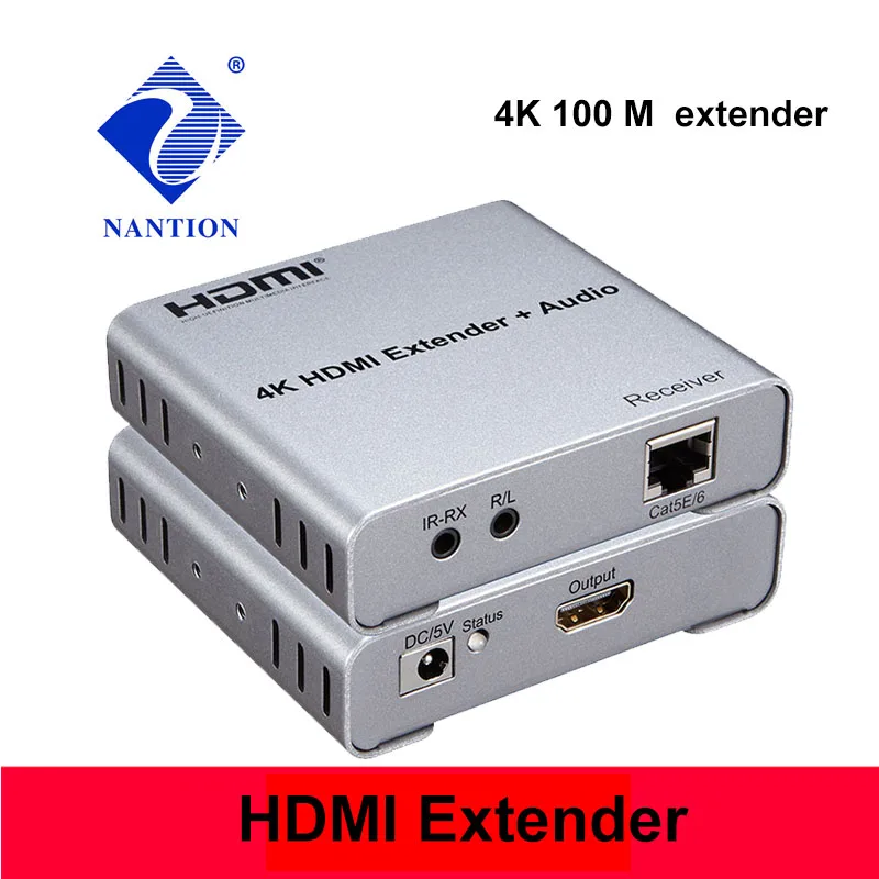 4K Hdmi-совместимый удлинитель 100 м R/L аудио выход Цифровой сигнал ИК управление от Cat