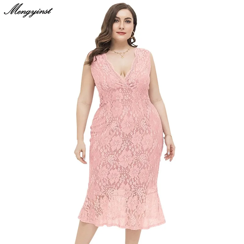 

Элегантное розовое кружевное платье с цветочным принтом без рукавов для женщин 2022 летние женские модные сексуальные платья с глубоким V-обр...