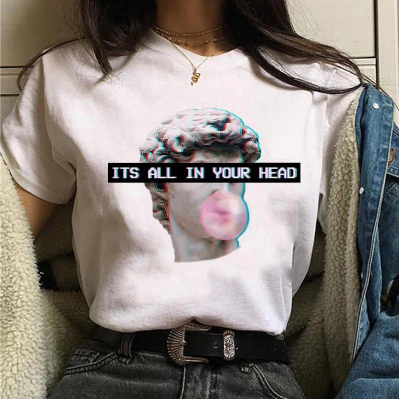 Эстетическая футболка vaporwave Michelangelo Женская модная новая футболка harajuku Повседневная Корейская стильная графическая футболка в стиле хип-хоп женская