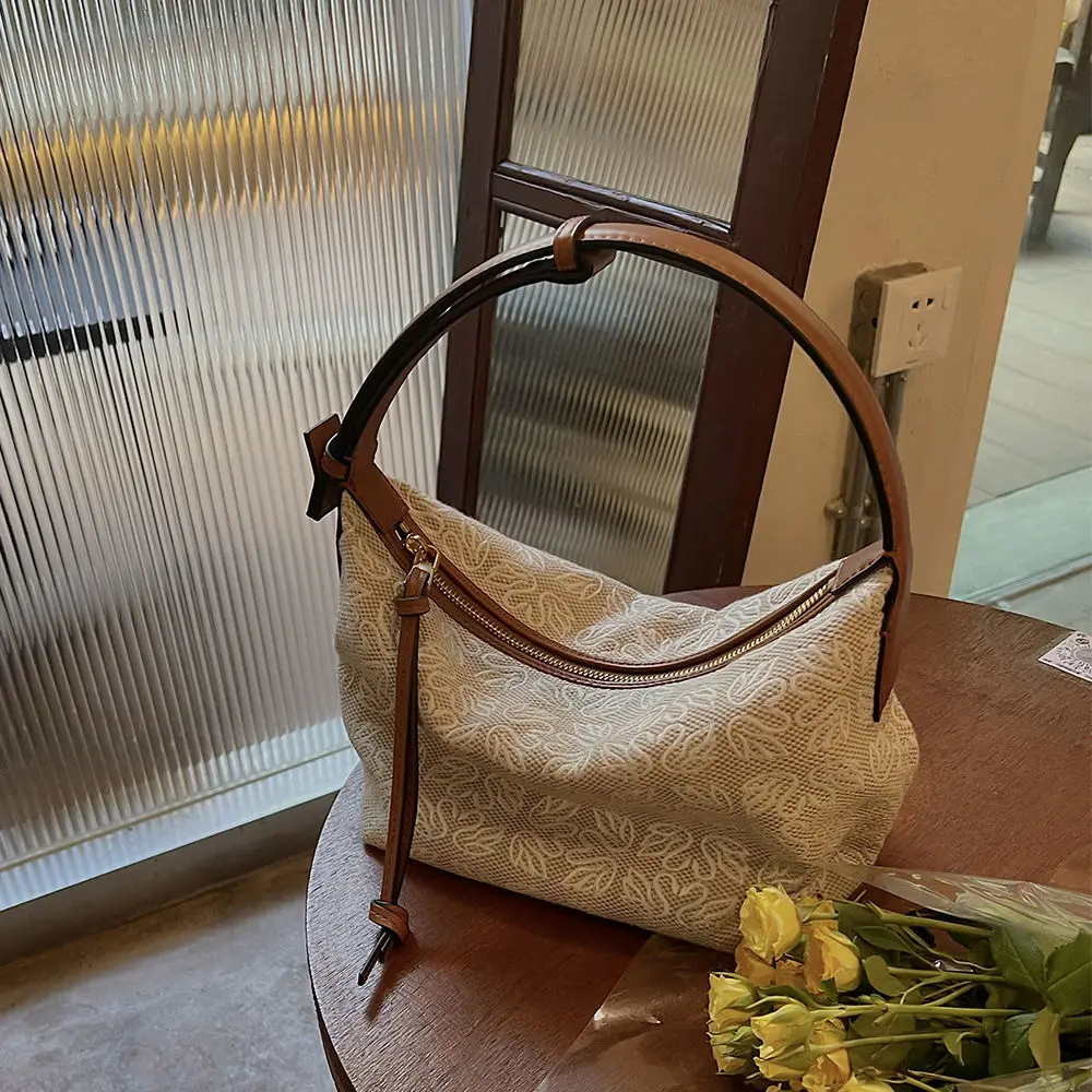 

Women's Shoulder Bag Large capacity Zipper Vintage Printed Canvas Leather Belt Handbags Wholesale 2021 New Fashion Female Bags
