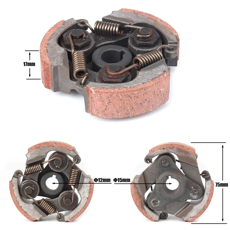 

Motorcycle 75x16mm 3 Shoe Spring Alloy centrifugal Clutch Pad For 2 Stroke 47cc 49cc air cooled Mini Moto Pocket Bike Scooer