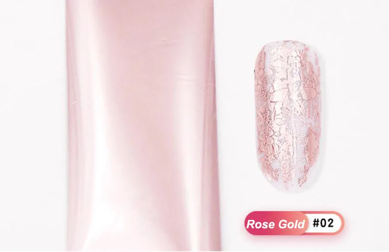 Rose Gold Голографическая цветочная фольга для перевода рисунков на ногти лазерные наклейки для дизайна ногтей наклейки обертывание звездная переливающаяся переводная фольга DIY украшения для ногтей - Цвет: Rose Gold