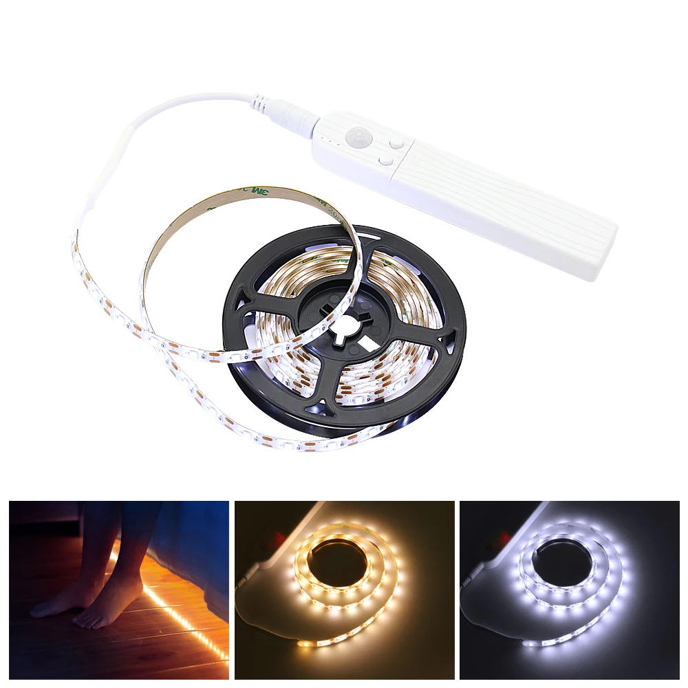 

LED Strip Lights Closet Motion Sennsor 1m 2m 3m Battery 5V SMD 2835 Waterproof Tape Cabinet Lamp For Bedroom TV Wardrobe Stairs