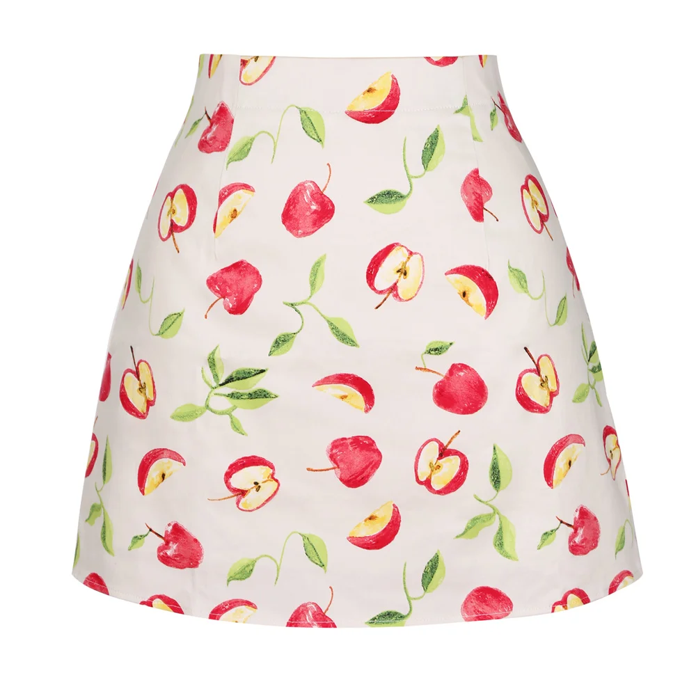 Promotion Vintage Cotton Mini Skirts SS0008 2021 New Fruit Leopard Flower Print Short Women Skirt Mujer Falads | Женская одежда