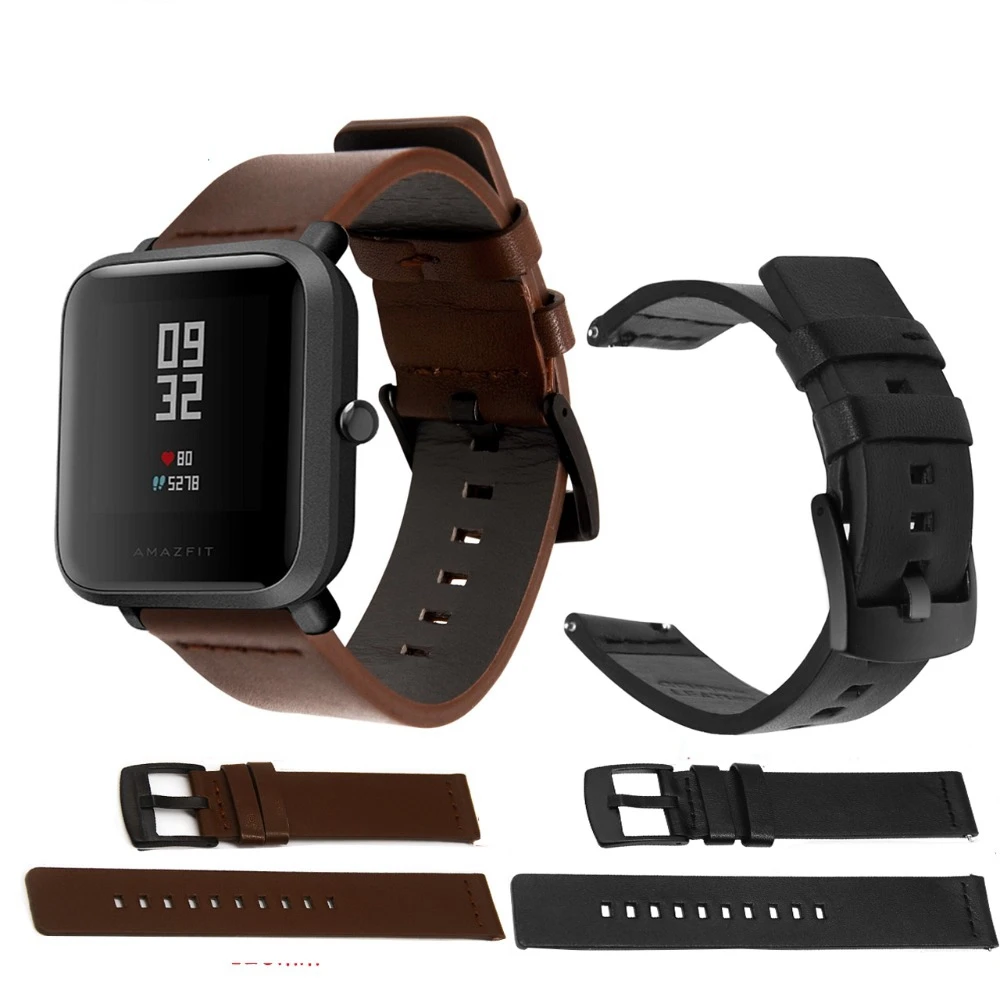 Настоящий классический кожаный ремешок для Xiaomi Huami Amazfit Bip 20 мм 22 samsung Galaxy watch