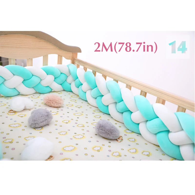 Baby Shining 4 Strands Newborn Crib Bumper 2M/3M Infant Bed Protector Room Decor 17CM(6.7in) Height Pure Weaving Plush Knot - Цвет: 14 2m