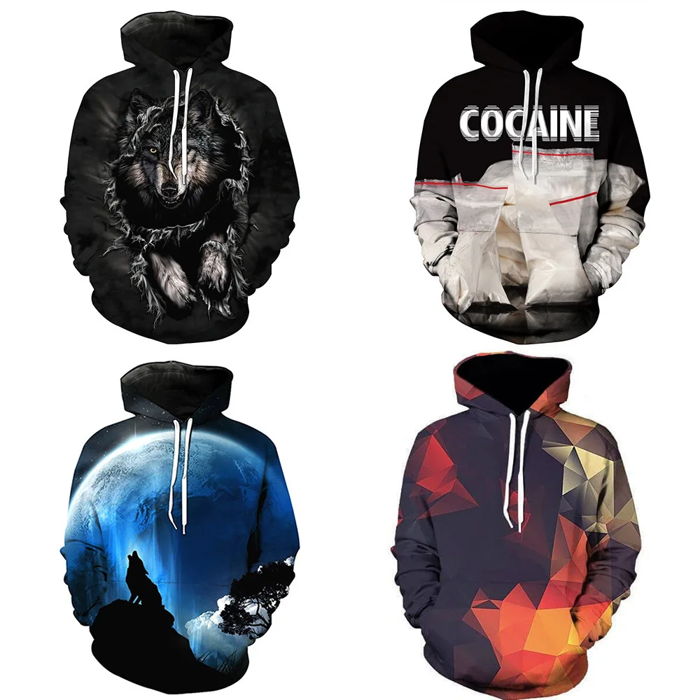 

Свитшоты CNUUIKOOEK, мужской пуловер с 3D рисунком в новом стиле, модные мужские толстовки с капюшоном и карманами