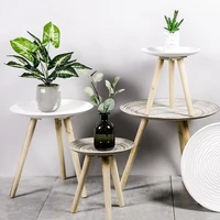 creative round nordic wood coffee table bed sofa side table tea fruit snack service plate tray small desk living room furniture