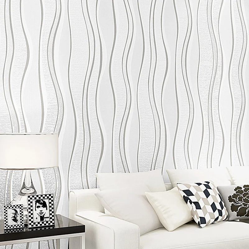 

10m 3D Vertical Stripes Non-Woven Wallpaper Simple Style Household Study Bedroom Decor Wall Background Materials