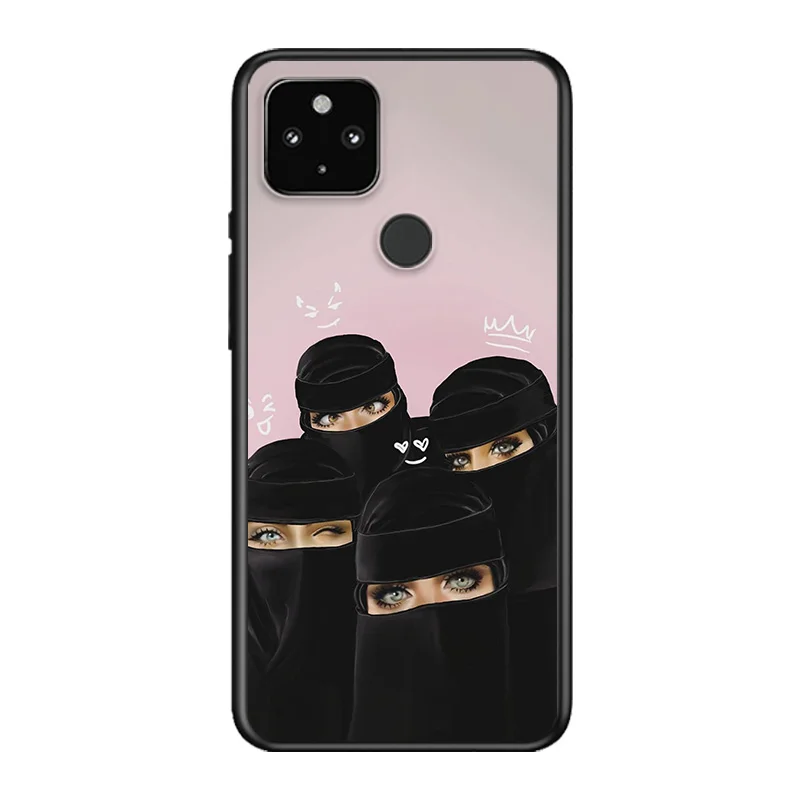 

Muslim Islamic Gril Eyes Soft TPU Silicone Black Cover For Google Pixel 5 4A 5G 4 XL Phone Case