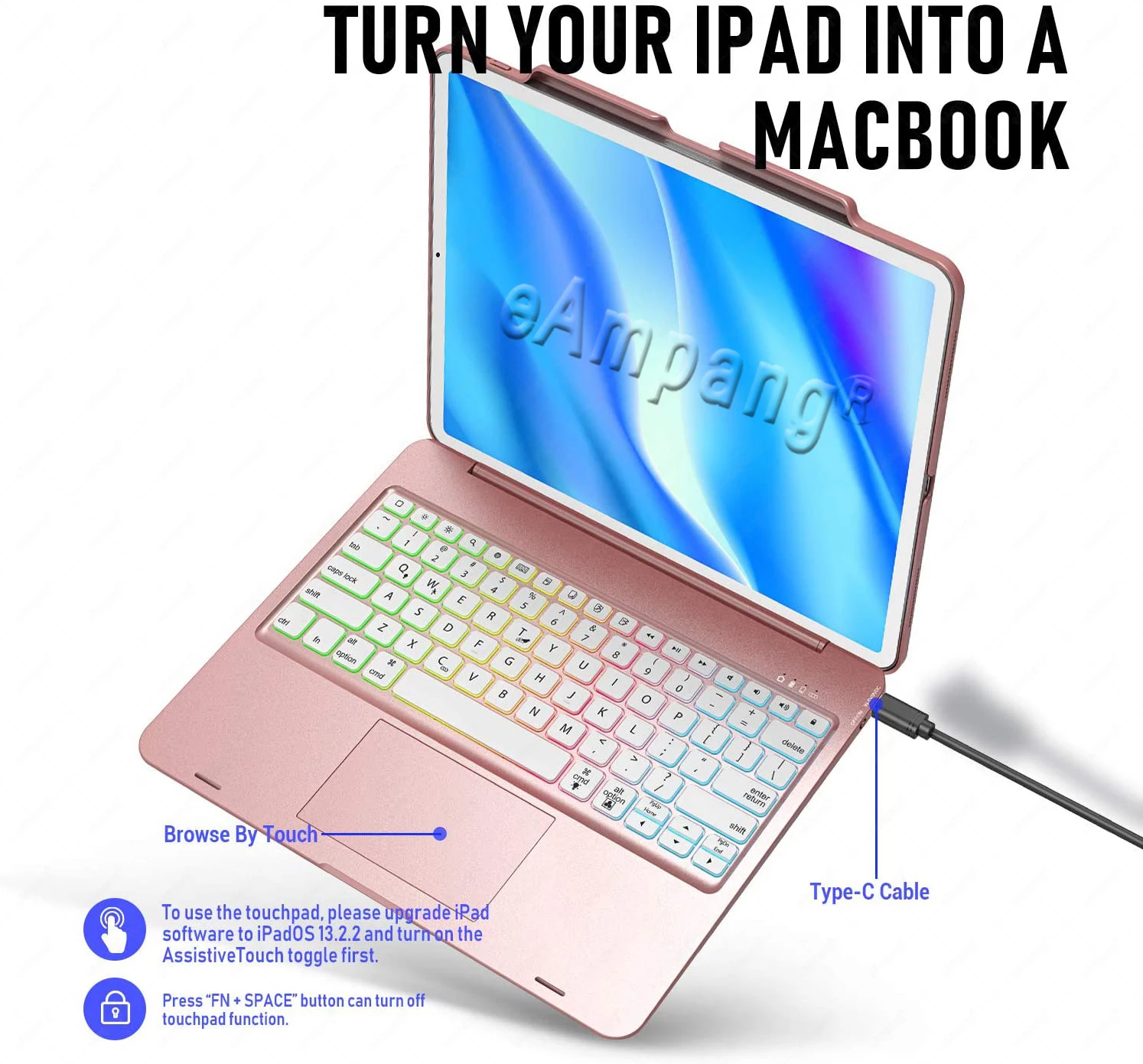 Magic TouchPad Keyboard Case for Aoole iPad Pro 12.9 2018 2020 Backlit TrackPad English Russian Spanish Arabic Korean | Компьютеры и