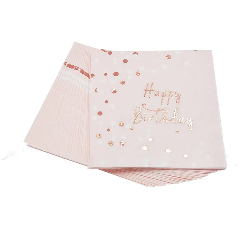 16 шт./компл. бумажная салфетка в горошек с розовыми буквами деревянная для