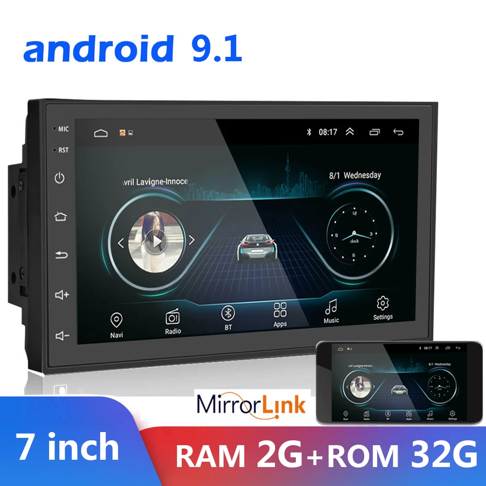 Автомагнитола 2 Din на Android 9 1 с GPS навигацией мультимедийным плеером 7 &quot Bluetooth FM Wi Fi