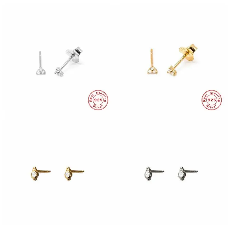 Минималистичные милые серьги гвоздики с крошечным сердцем Настоящее серебро 925