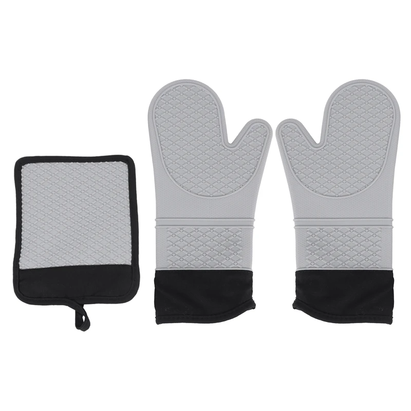 

1 пара варежек и держателей для кастрюль, жаропрочная нескользящая поверхность, для выпечки барбекю, приготовления пищи (машинная стирка) (с...