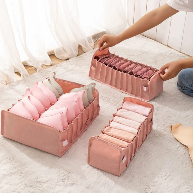 

Underwear Storage Box Socks Bra Underpants Foldable Divider Drawer Organizer