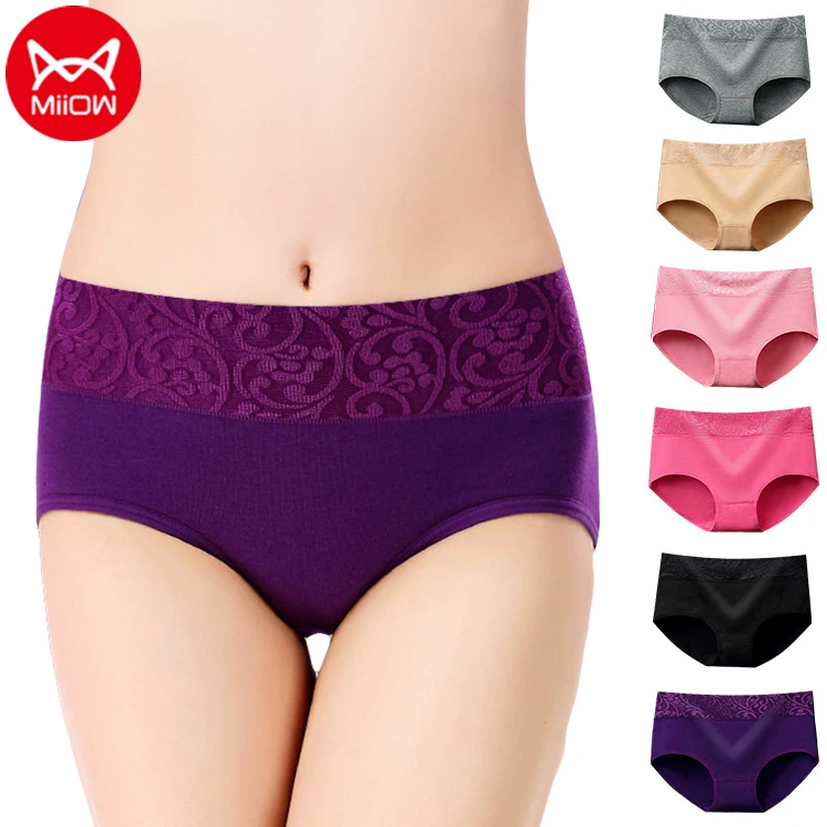 

Однотонные Хлопковые женские трусики Miiow 1 шт., нижнее белье для женщин с ягодицами и животом, эластичные женские трусики большого размера с ...