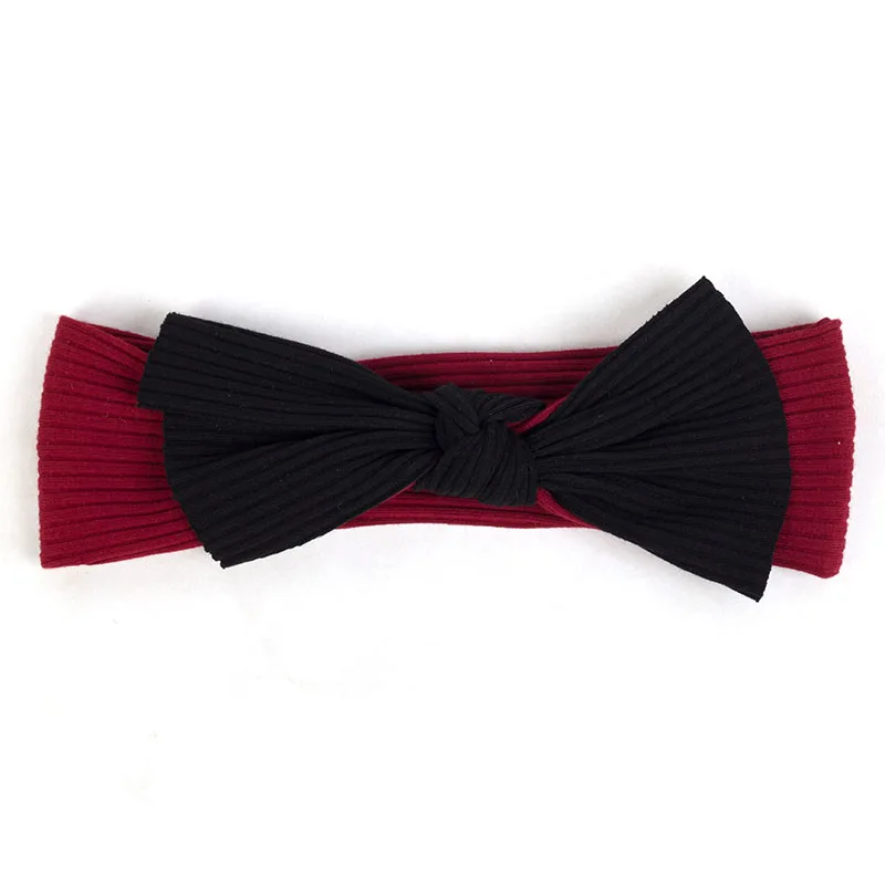 Black Wine red Geebro для новорожденных из хлопка на подкладке для маленьких мальчиков и девочек в рубчик и повязка на голову для детей, подарок для ребенка, мягкая эластичная бантом головной убор-лента для волос аксессуары - Цвет: Black Wine red